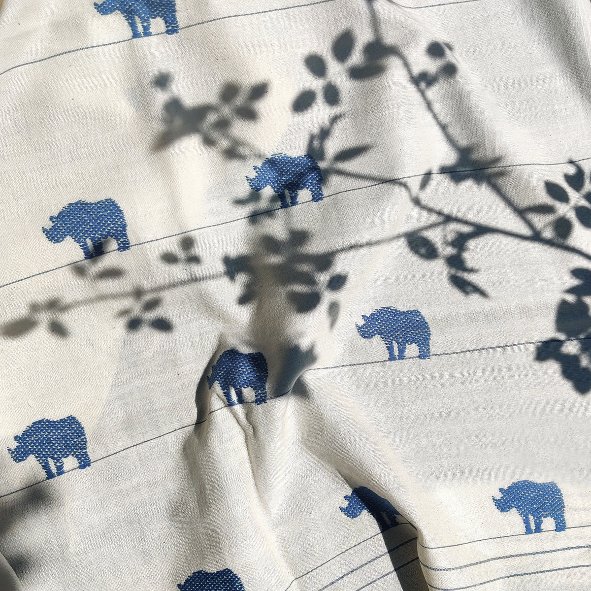 Raw White Rhino Pattern Cotton Scarf