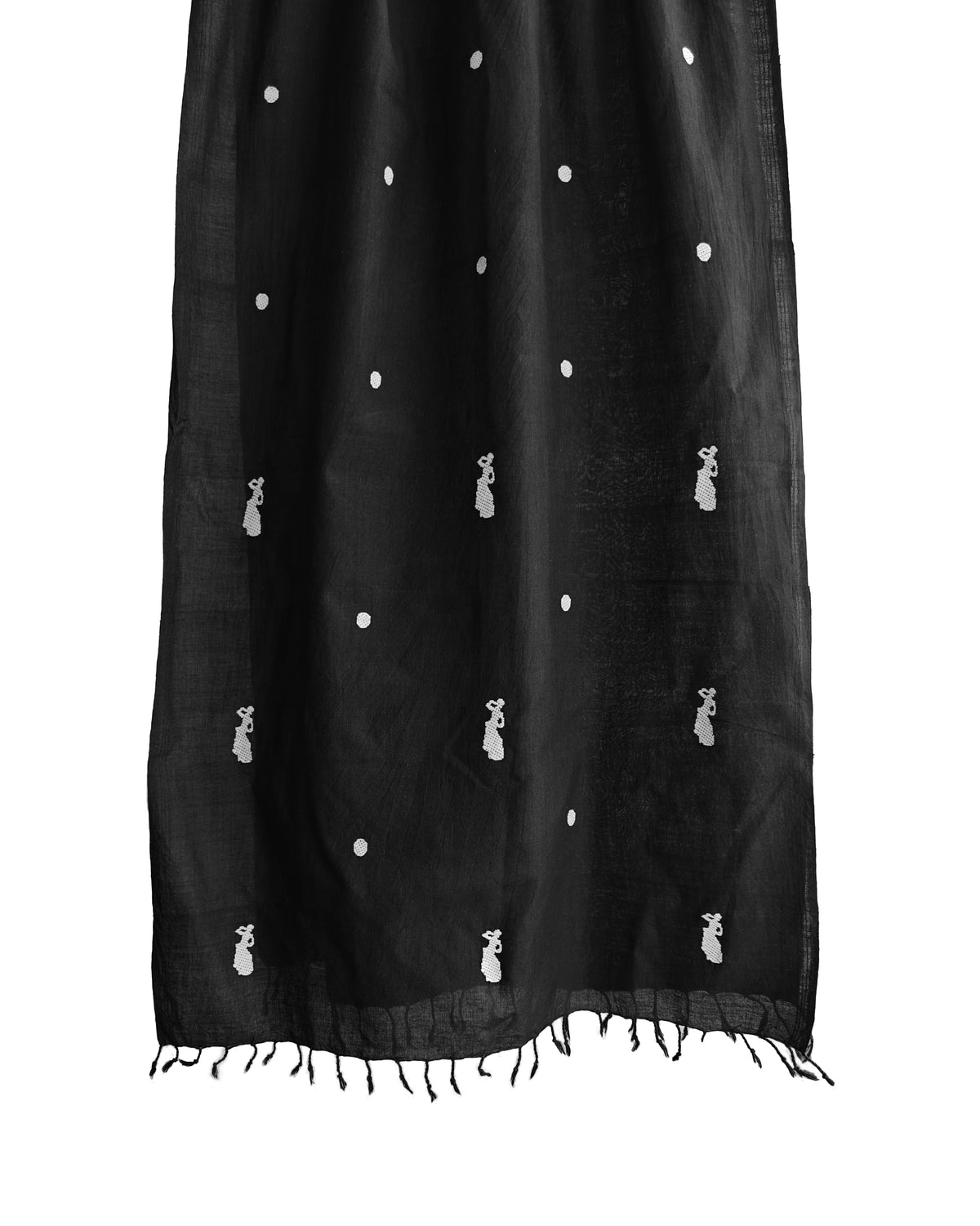 Black Onyx Bihu Dance Cotton Scarf