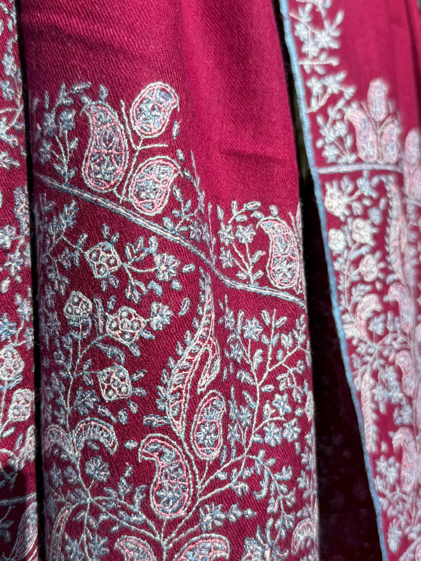 Deep Magenta Sozni Pashmina