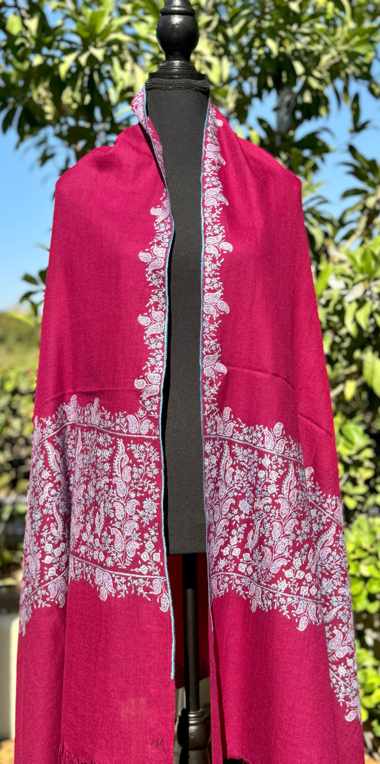 Deep Magenta Sozni Pashmina