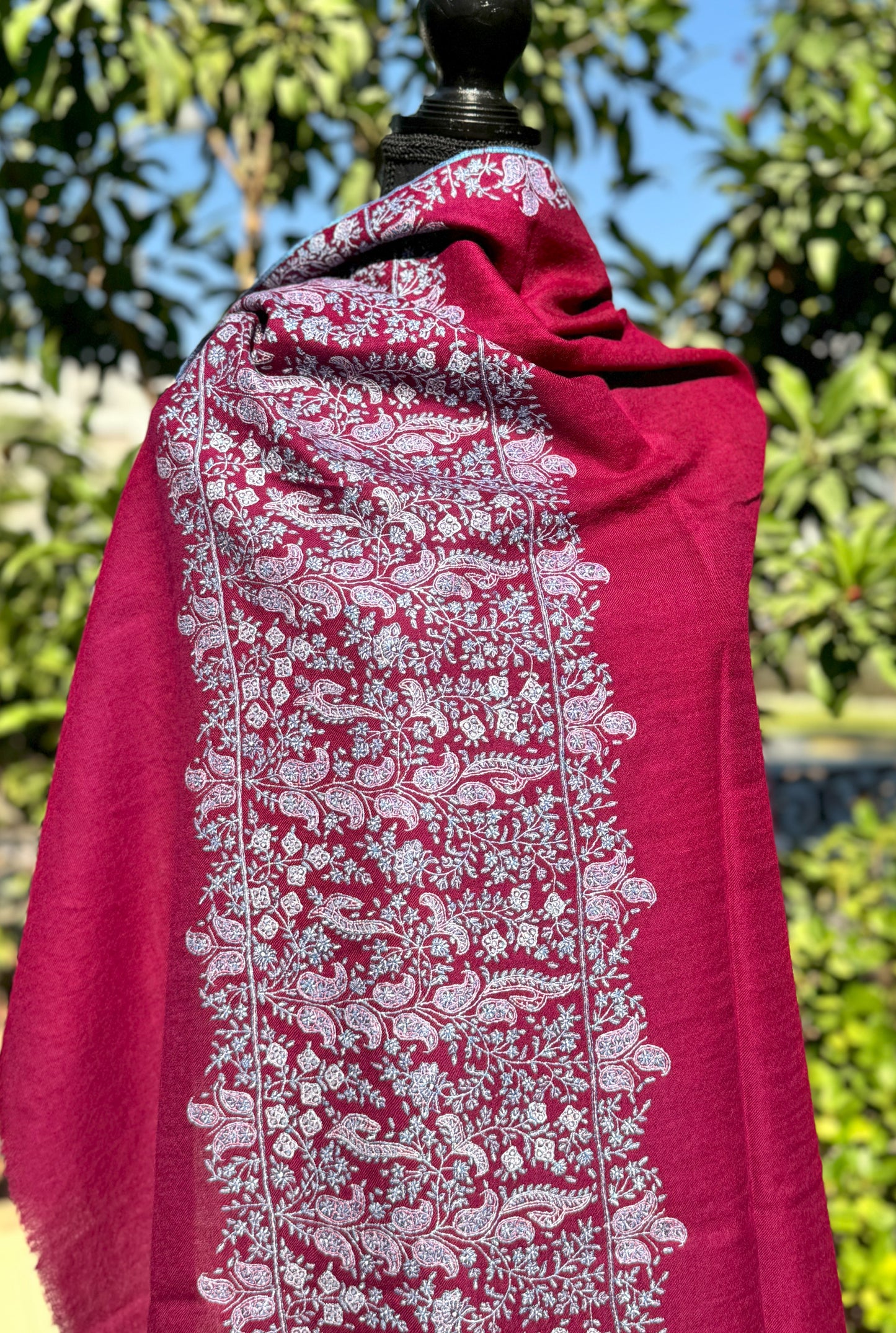 Deep Magenta Sozni Pashmina