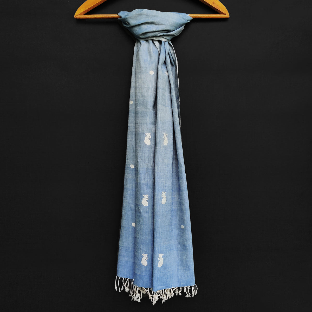 Sky Blue Bihu Dance Cotton Scarf