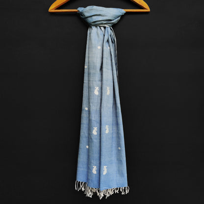 Sky Blue Bihu Dance Cotton Scarf