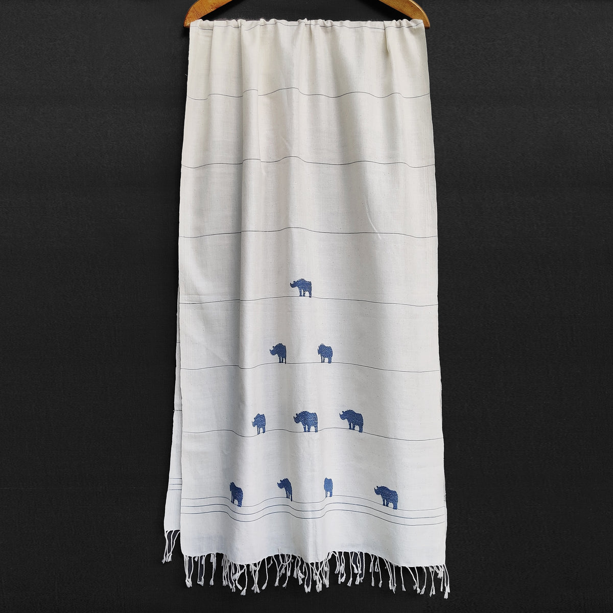 Raw White Rhino Pattern Cotton Scarf