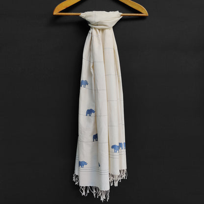 Raw White Rhino Pattern Cotton Scarf