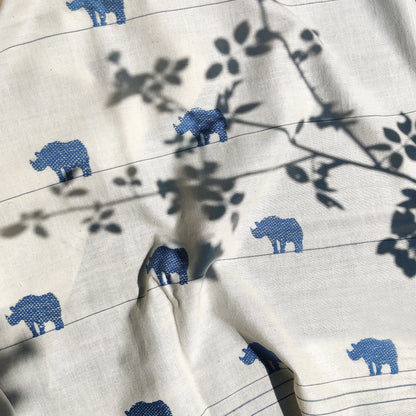 Raw White Rhino Pattern Cotton Scarf