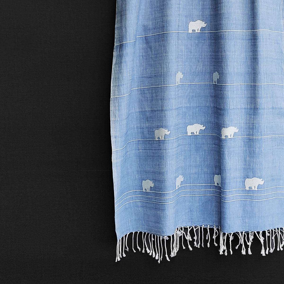 Sky Blue Rhino Pattern Cotton Scarf