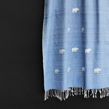 Sky Blue Rhino Pattern Cotton Scarf
