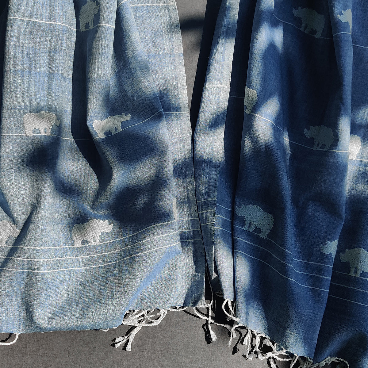 Sky Blue Rhino Pattern Cotton Scarf