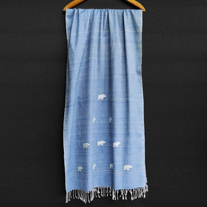 Sky Blue Rhino Pattern Cotton Scarf