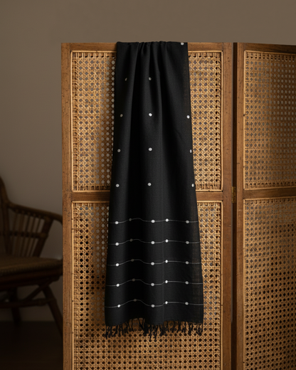 Onyx Black Kamakhya Cotton Scarf