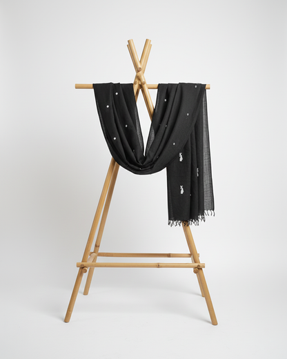 Black Onyx Bihu Dance Cotton Scarf