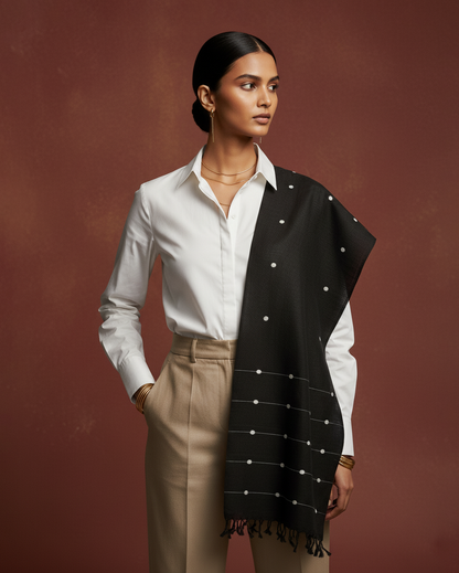 Onyx Black Kamakhya Cotton Scarf