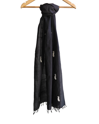 Black Onyx Bihu Dance Cotton Scarf