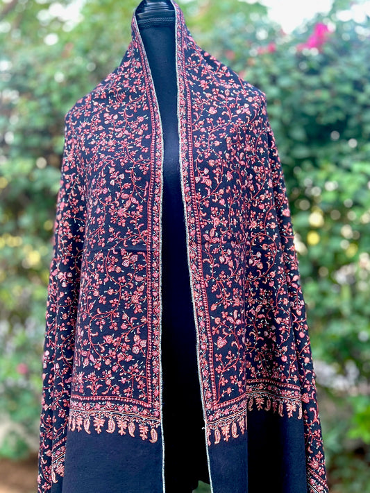 Ebony Bloom Pashmina Shawl
