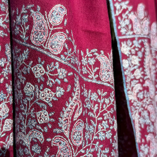 Deep Magenta Sozni Pashmina